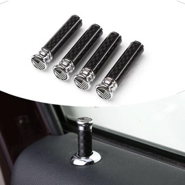 Yumfugu 4 PCS Car Modified Door Lock Knobs, Carbon Fiber Metal Automotive Door Lock Pin Covers Replacements, Universal Vehicle Bolt Pin Cover Stick Accessories Set for Trucks SUVs Cars (Black)