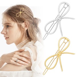 PLwelth Metal Bow Hair Clips for Women Girls Gold Bow Hair Pins Cute Bow Hair Barrettes Non Slip Sliver Hair Clips for Thin Thick Long Short Hair Trendy Hair Accessories for Party Decoration