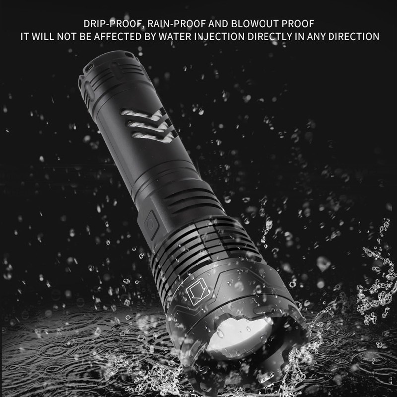 Telescopic LED Flashlight High Bright USB Rechargeable Zoomable Flashlights IPX4