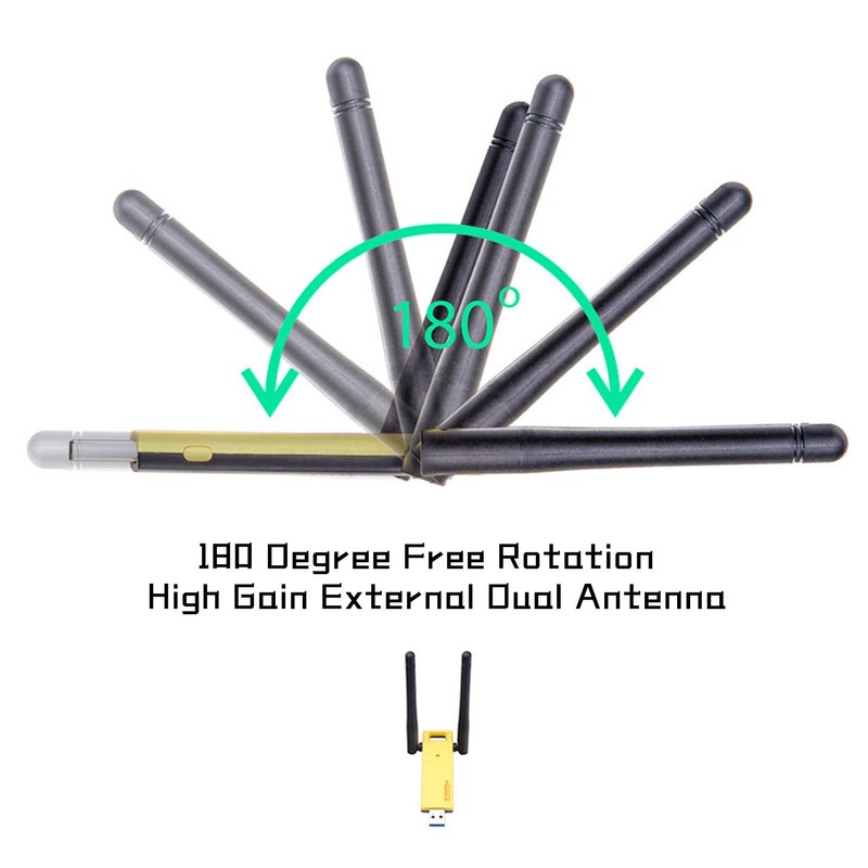 USB WiFi Adapter 2.4G 5G Dual Band Dual Antennas 802.11AC