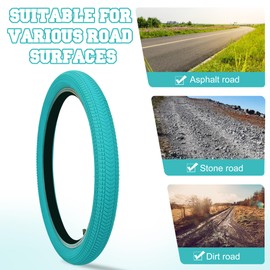 BALINGE 20 x 2.125 Bike tire with Tube 2 Pack 20 Bike tire Kids Bike Folding Replacement Tires Fits Most Kids Bikes,BMX Tires 20 inch,Sky Blue/2 Tires 2 Tubes 2 Levers, 20 Inch