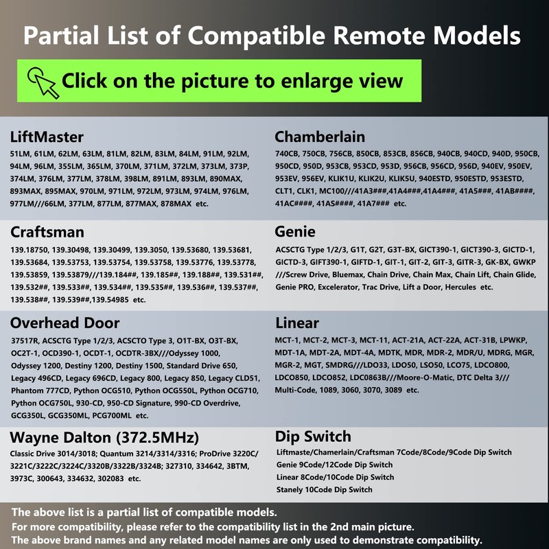 Universal Garage Door Opener Remote Compatible with LiftMaster Chamberlain Genie