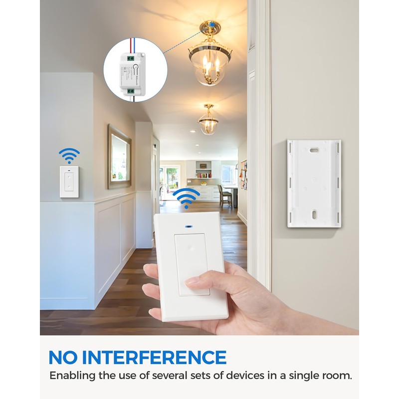 3 Way Wireless Light Switch and Receiver Kit, WILAWELS Wireless