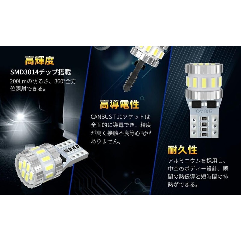 T10 LED White Explosive Light, Built-in Canceller, Position Lamp, License