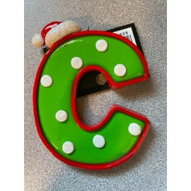 Hobby Lobby Initial Letter “C” Santa Resin Christmas Ornament 4”x 3.0”x .5” NEW Holiday