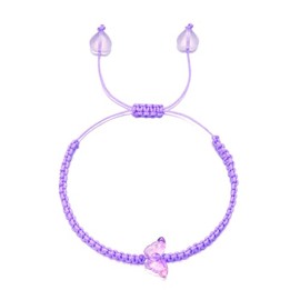 COLORFUL BLING Adjustable Strings Braided Rope Cute Transparent Butterfly Strand Bracelets Lucky Butterfly Friendship Matching Bracelet BFF Gift for Women-single purple