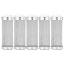 Joyzan Aquarium Filter Inflow Inlet Mesh, Stainless Steel Intake Shrimp Guard Protector Cover Screen Metal Fish Tank Prefilter Tube Strainer Net Protecting Basket Media Accessory 16mm 5Pcs Silver