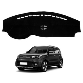 FETUSI Dash Cover Mat Compatible with Kia Soul 2014-2019 Accessories, Dashboard Cover Polyester Non-Slip Sunshade Protector Pad No Glare Black