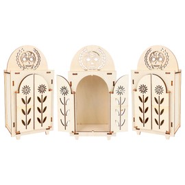 Fukaisu 3pcs Dia De Los Muertos Altar Ofrenda Box, Wooden Day of The Dead Shadow Box with Papel Picado Carvings Memory Picture Frame for Home Altar Decorations