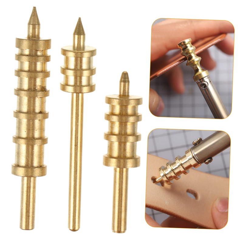 Operitacx DIY Leather Craft Kit 3pcs Copper Leather Slicker Creaser