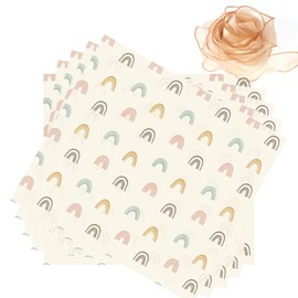 Pack of 30 Rainbow Tissue Paper (35.50 cm), 1 Roll 2.2 m Ribbon, Rainbow Pattern, Biodegradable Gift Wrapping Paper, Suitable for Birthday, Bouquet Packaging, DIY