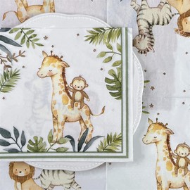 Besalily Decorative Animal Paper Napkins Dinner Size 20-Count/33x33cm/2-Ply Cute Baby Shower Kids Birthday Party Napkins (FR064)