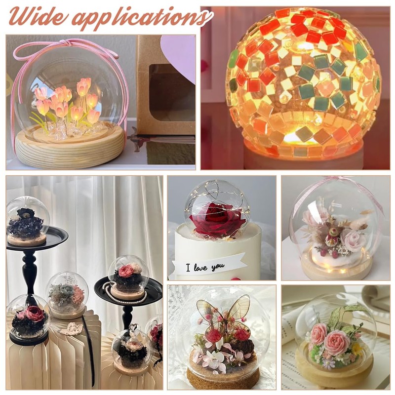 PH PandaHall Glass Dome with Base Glass Cloche Globe Display