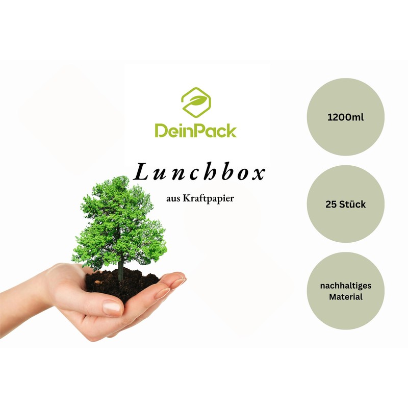 DeinPack 25 x Take Away Box 1200 ml I Organic