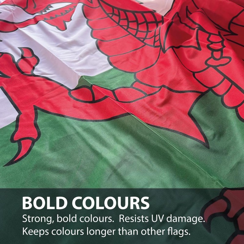 NWFlags Wales Flag 150gsm Nylon Rope & Toggle 5ft x