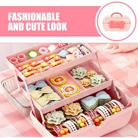 PRETYZOOM Caja Organizadora Para Accesorios De Cabello Pp Rosa 27.5 X DecoracióN De MoñO, DiseñO PortáTil, Joyas Y Accesorios, Hogar Oficina Escuela Viajes
