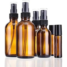 HOPEMOB Botella Color ámbar de 100 ml 50 ml Botellas con Atomizador de niebla fina Envase cosmético 10 ml Botellas de protección UV con bolas de rodillo acero inoxidable