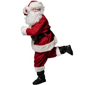 ADOMI Santa Claus Costume for Men Adults Santa Suit 11pcs Mens Red Deluxe Christmas Clause Outfit Cosplay Vacation Suits Set M