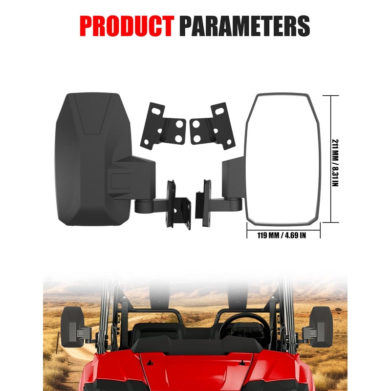 XATVXUTV Adjustable Side Rearview Mirrors Compatible with Honda Pioneer 700-2