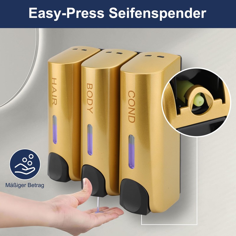Soap Dispenser ABS 3 x 350 ml Manual 3 Chamber