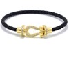 Deelfel Men's Women's Horseshoe Bracelet, Black, Silver, Stainless Steel, Zirconia,