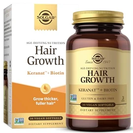 Solgar Hair Growth Supplement for Thicker Fuller Hair with Keranat Oil, Biotin, Zinc and Copper, Hair Health Supplement, Age-Defying Nutrition for Men and Women, 30 Servings