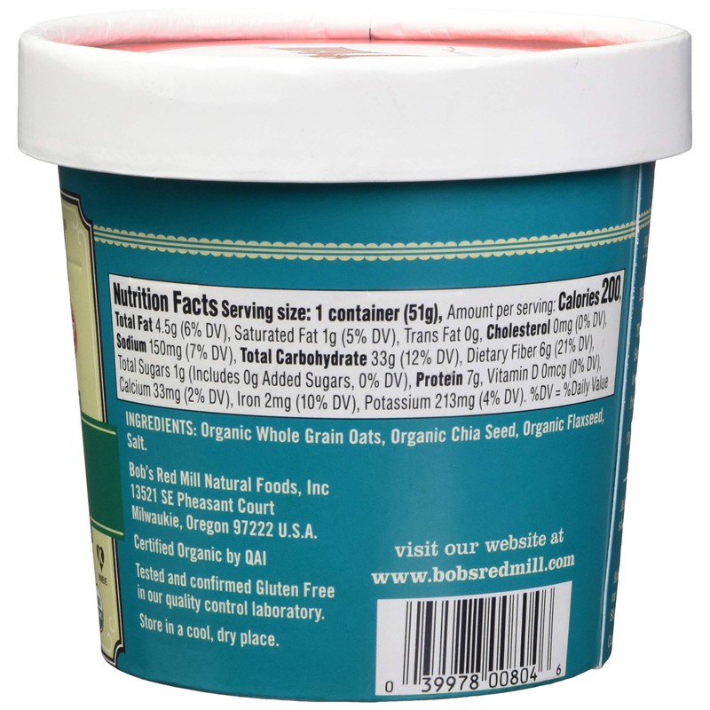 BOBS RED MILL Organic Classic Oatmeal, 1.8 OZ