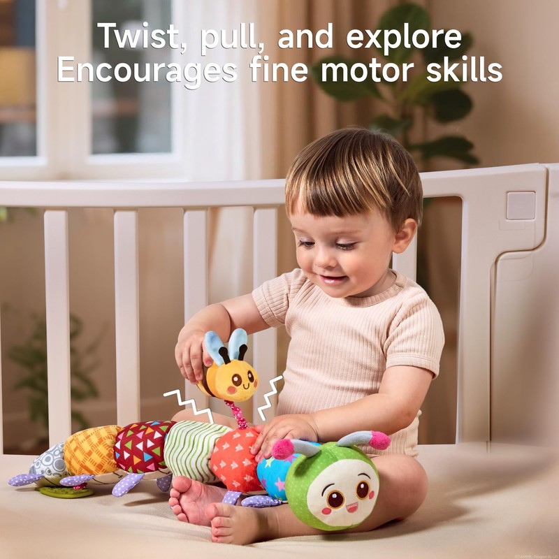 TUMAMA Caterpillar Sensory Toys,Infant Baby Stuffed Animal Activity Soft Toys