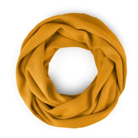 Neverless® Women's Loop Scarf, Knitted Scarf, Tube Scarf, Fine Knit, Plain, Mustard Yellow Scarf
