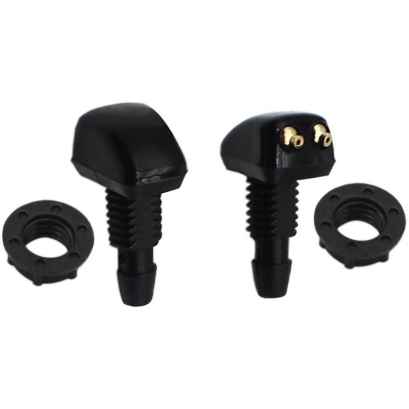 LBTODH 2PCS Car Wiper Washer Nozzle Black Double-hole Front Windshield