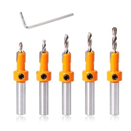 Countersink Drill Bit Set for Wood with Hex Key Wrench, 8mm Shank Timber Wood Working Drill Bits Tools 2.8×8, 3×8, 3.2×8, 3.5×8, 4×8, 5pcs