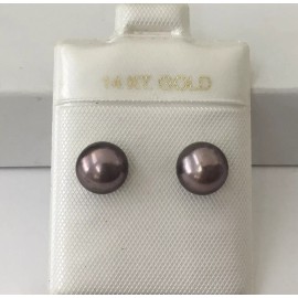 Unbranded Cultured Black Freshwater Pearl in Solid 14K Yellow Gold Stud Earrings NEW