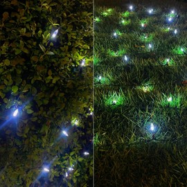 Christmas Net Lights Outdoor 120 LED 5ftx6ft Christmas Decorations Lights ,8 Modes Connectable Waterproof Net Mesh Lights for Xmas Trees, Bushes, Wedding, Garden, Outdoor, Indoor Decor（Cool White）