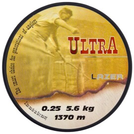 LAZER LINE ULTRA Carp Monofil Angelschnur 1370m DIA 0,25mm Test 5,6kg Karpfenangeln Schnur - Karpfen Angeln - Grundangeln - Monofilament Angelsehne - Nylonfaden Vorfach – Vorfachschnur - Method Feeder