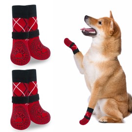 BEAUTYZOO Dog Socks to Prevent Licking Paws, Dog Socks for Hardwood Floors Anti Slip, Socks for Dogs, Dog Paw Protector, Dog Grippy Socks for Senior Dog, Non Slip Dog Socks Prevent Scratching- Size M