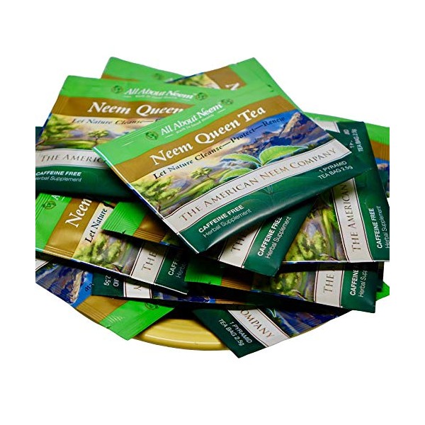 Neem Queen Tea Bags 15 Count In Box Fresh Grown in America Wrapped For Travel Organic Caffeine Free Made in America