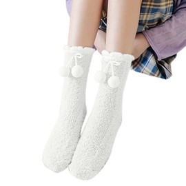 Home Socks Women Women's Winter Warm Fuzzy Socks Slipper Socks Women's Soft Fuzzy Sleeping Socks Fuzzy Slipper Socks Animal Socks Women Warm (White, A)