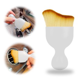 Auto Interior Dust Brush, Soft Car Detailing Brush, Dashboard Air Outlet Gap Dust Removal Brush For Automotive Dashboard, Air Conditioner Vents, Leather, Computer,Dashboard,Scratch Free(White Handle)