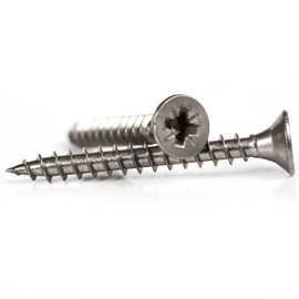 3.5mm x 25mm General Purpose A2 Stainless Steel Countersunk Wood Screws Pozi Drive Chipboard Screws (Pack of 20)