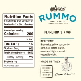 Rummo Gluten Free Penne Rigate N.66 - Gluten Free Pasta, Made with Corn & Rice, Penne Pasta Noodles, Pasta from Italy - 12 Ounce (Pack of 3)