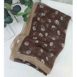 Pokeedioty Scarfs for Women Lightweight Scarves Elegant Floral Pattern Sheer Scarfs Shawls Wraps (YH-145)