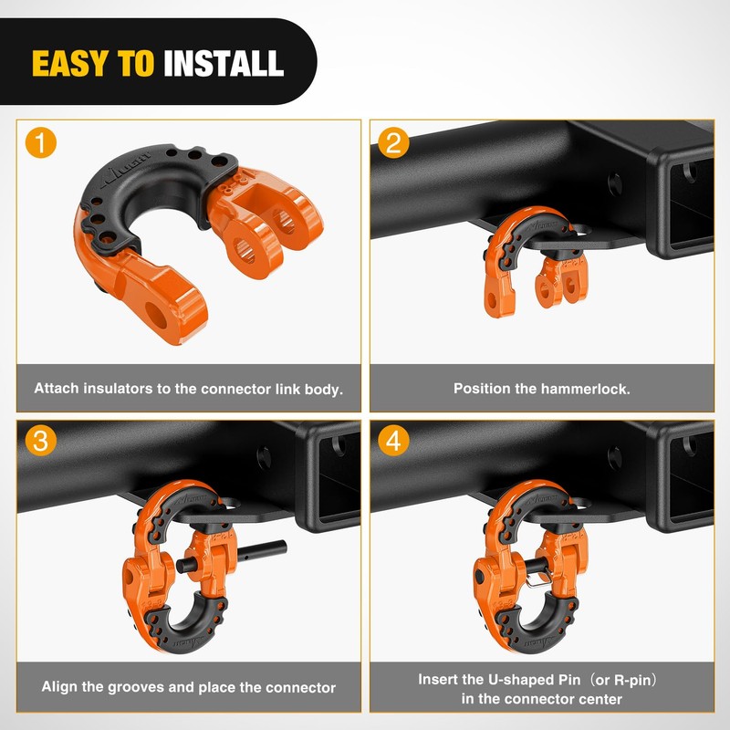 Nilight Safety Chain Connector Link, 1/2In Tow Hitch Hammerlock Coupling