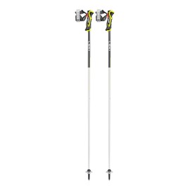 LEKI Airfoil 3D Lightweight Aluminum Ski Poles for Alpine Skiing - White-Dark Anthracite-Neonyellow - 130 cm