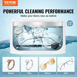 VEVOR Jewelry Cleaner Ultrasonic Machine, Sonic Cleaner Machine Portable 22oz (650ml) with 5 Digital Timer, Sonic Jewelry Cleaner with 2 Cleaning Baskets for Eyeglasses, Watches, Dentures, Rings