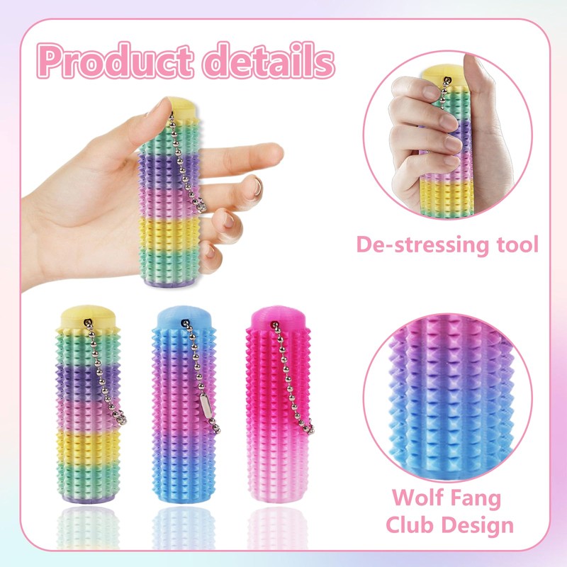 3PCS Spiky Keychain , Pain Stimming Fidgetss for Adults/Teens, 3d