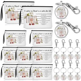 Dansydaisy 32 Pcs Women's History Month Gifts Sister in Christ Makeup Bag Bible Verse Keychains for Women Birthday Mothers Church