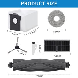 BUCOMTU 24 Piece Accessory Set for Dreame L10s Ultra Gen 2/Mova E30 Ultra/L10s Pro Ultra Heat/X30 Ultra, 1 Main Brush, 6 Dust Bags, 6 Cleaning Cloths, 6 Side Brush Heads, 4 Filters, 1 Cleaning Brush