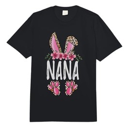 Floral Leopard Nana Bunny Cute Happy Easter Mother's Day Comfort Colors Adult Heavyweight T-Shirt