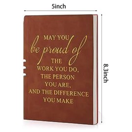 Qwrqwr Thank you Gifts A5 Notebook and Pen Set from Friend Appreciation Leaving Gifts for Employee Coworker Nurse Teacher Colleagues Author Use 200 Pages PU Leather Journal Book (Brown)