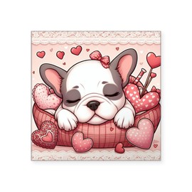 CafePress French Bulldog Puppy Sleeping On Valentines Day Sticker Square Bumper Sticker Car Decal